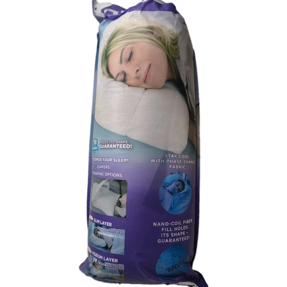 Nuzzle Adjustable Pillow Nano Coil Cool Side Back Stomach Sleepers Standard Sz